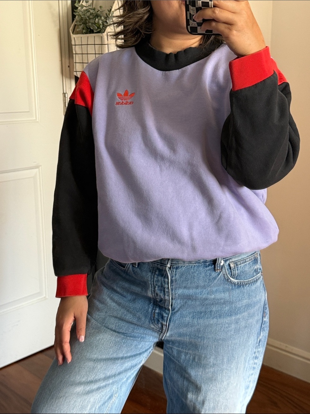 Adidas Originals Archive Purple Colorblock Crewneck Sweatshirt Retro 90s - Picture 11 of 13